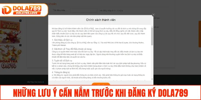 Đăng Ký DOLA789 - Khám Phá Nền Tảng Giải Trí Đẳng Cấp Quốc Tế Những lưu ý cần nắm trước khi đăng ký DOLA789