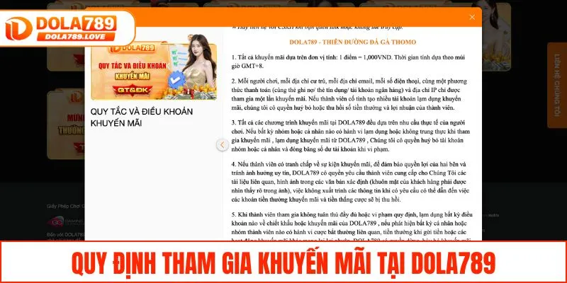 Săn Trọn Khuyến Mãi DOLA789 Với Ưu Đãi Khủng Mỗi Ngày Quy định tham gia khuyến mãi tại DOLA789