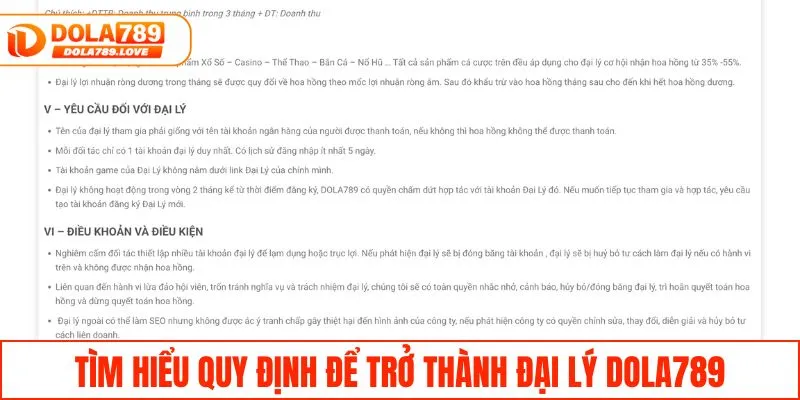 Trở Thành Đại Lý DOLA789 Để Nhận Hoa Hồng Siêu Hấp Dẫn Tìm hiểu quy định để trở thành đại lý DOLA789